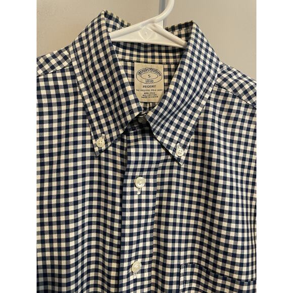 Brooks Brothers Shirt Mens Small Regent Non Iron Blue Gingham Plaid - Picture 3 of 5